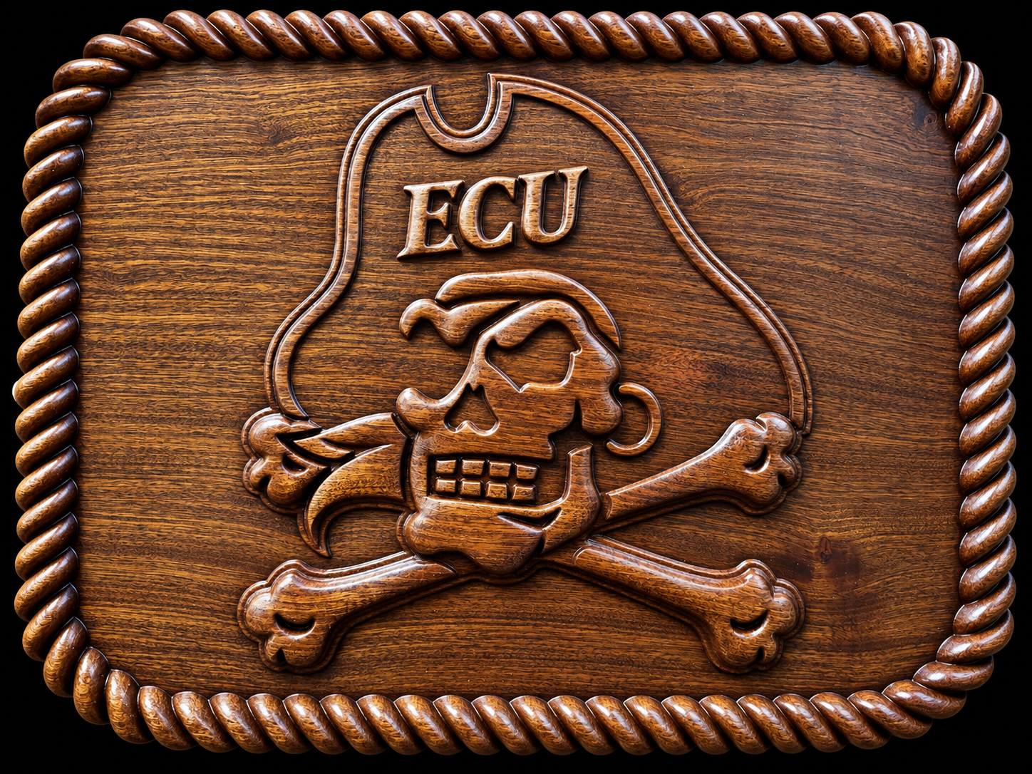 ECU Jolly Roger custom CNC carving by Singed Impressions